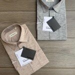 wordwale half sleeve cotton linen shirt