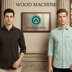 Wood Machine Premium Cotton linen checks shirt