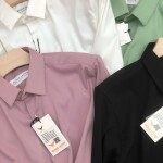 Black Letter Cotton Lycra Plain Shirt
