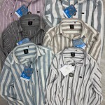 logoff cotton linen stripes shirt