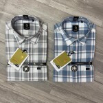 logoff cotton linen checks shirt