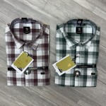 logoff cotton linen checks shirt