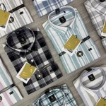 logoff cotton linen checks shirt