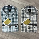 logoff cotton linen checks shirt