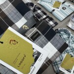 logoff cotton linen checks shirt