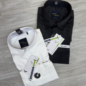 black letter satin shirt