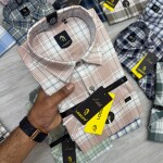 logoff cotton oxford  half sleeve checks shirt