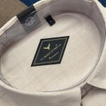 black letter imported linen stripe shirt