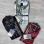 logoff imported satin burberry checks shirt