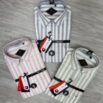 black letter linen stripes shirt