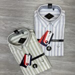 black letter linen stripes shirt