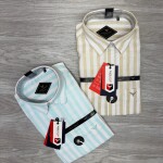 black letter linen stripes shirt