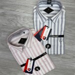 black letter linen stripes shirt
