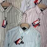 black letter linen stripes shirt