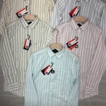 black letter linen stripes shirt