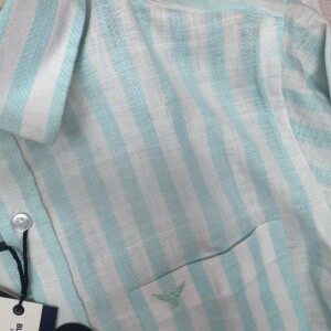black letter linen stripes shirt