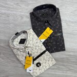 black letter cotton linen printed shirt