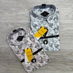 black letter cotton linen printed shirt