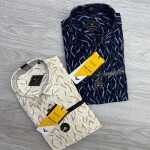 black letter cotton linen printed shirt