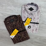 black letter cotton linen printed shirt