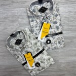 black letter cotton linen printed shirt