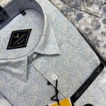 black letter cotton linen printed shirt