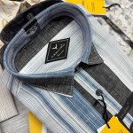 black letter cotton linen printed shirt