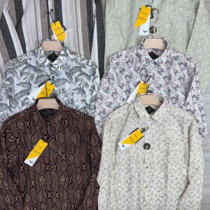 black letter cotton linen printed shirt