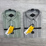 black letter cotton linen printed shirt