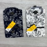 black letter cotton linen printed shirt