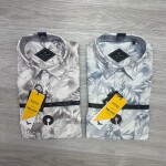 black letter cotton linen printed shirt