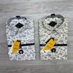 black letter cotton linen printed shirt