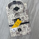 black letter cotton linen printed shirt