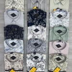 black letter cotton linen printed shirt