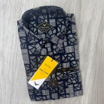 black letter cotton linen printed shirt