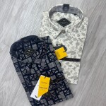black letter cotton linen printed shirt