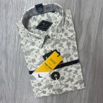 black letter cotton linen printed shirt