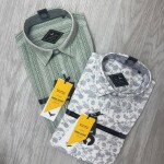 black letter cotton linen printed shirt