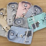 chain craft cotton linen stripes shirt