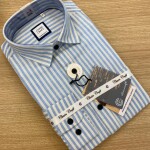 chain craft cotton linen stripes shirt