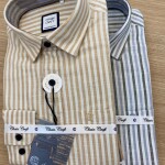 chain craft cotton linen stripes shirt