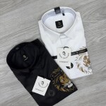 logoff embroider work satin lycra shirt