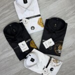 logoff embroider work satin lycra shirt