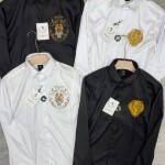 logoff embroider work satin lycra shirt