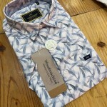 wood machine half sleeve satin printed shirt