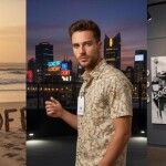 logoff cotton oxford printed shirt