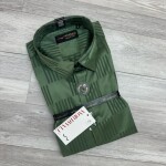 Word wale imported Striped Satin Shirt