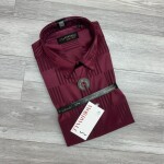 Word wale imported Striped Satin Shirt