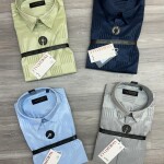 Word wale imported Striped Satin Shirt