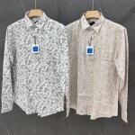 black letter cotton linen printed shirt